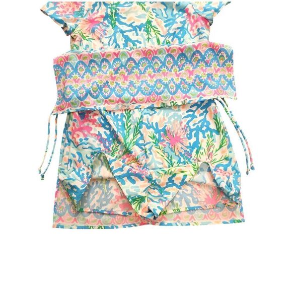 Lilly Pulitzer Blanca Stretch Romper Short Sleeve Coral Bay size 2 - Picture 5 of 7